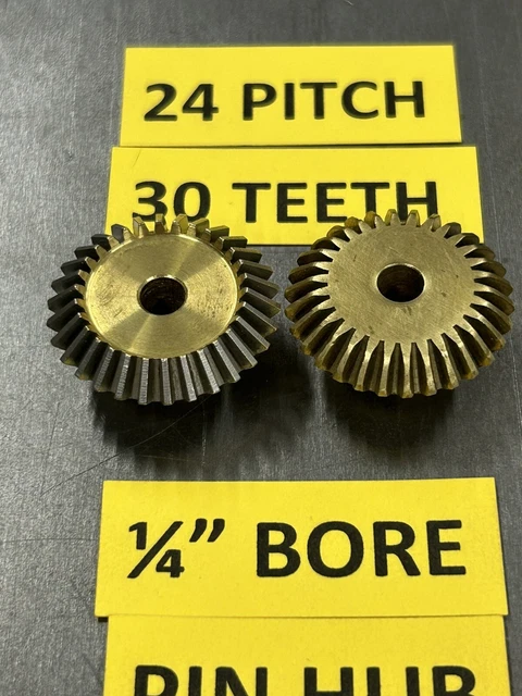 1 Pair Of Boston Gear Brass G-465 90 Degree Miter Gears 24 Pitch 30 T -1/4" Bore