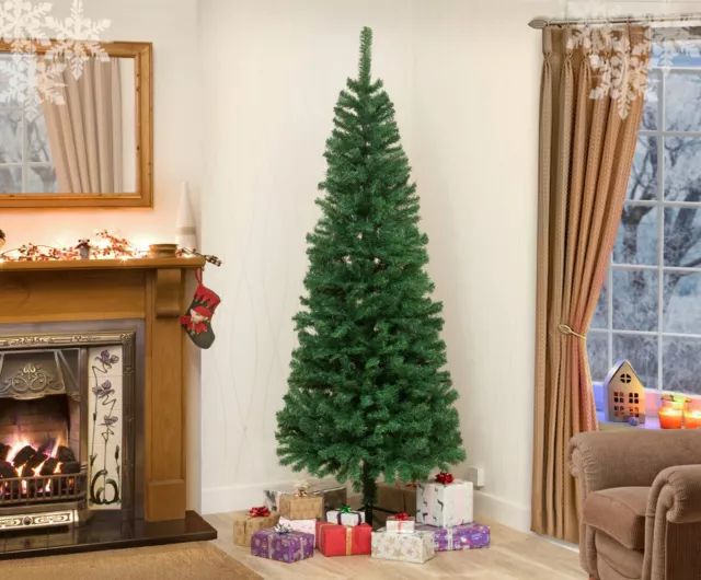 Christmas Tree Xmas Slim Green Spruce 4ft 5ft 6ft 7ft 8ft With FastFree Delivery