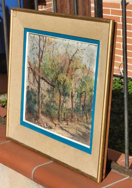 ALKAN LEVY Fernand Paysage Allée arborée Peinture huile sur panneau d'isorel. 2