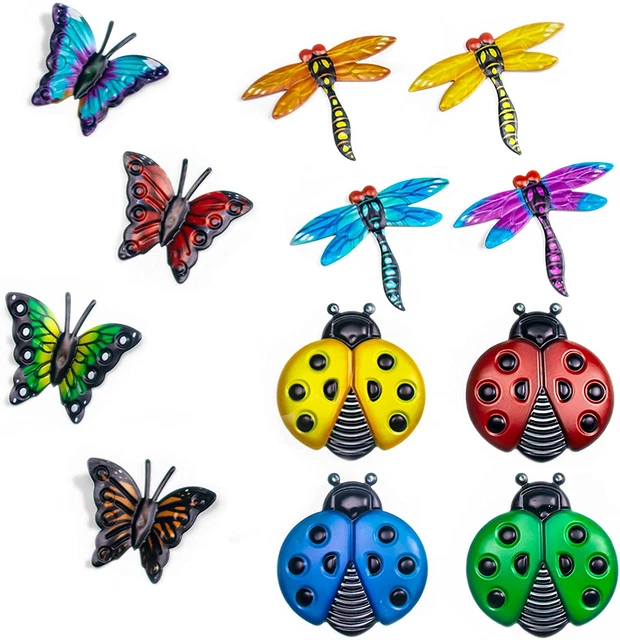 Metal Butterfly Wall Decor, 4 Butterflies and 4 Dragonfly, 4 Ladybugs Wall Decor