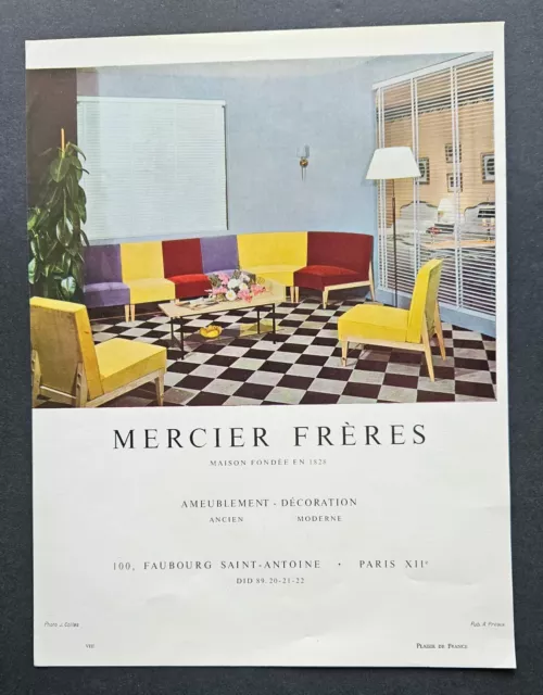 MERCIER meubles, fauteuil canapé -  PUBLICITE 1956 - Print AD 2338