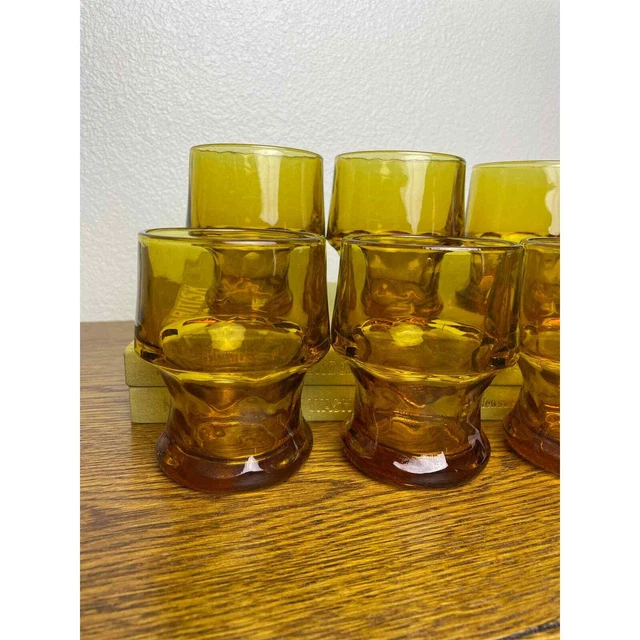 Set of 6 Vintage Libbey Georgian Amber Glasses set