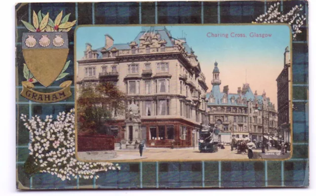 Railway Station Charing Cross Glasgow Postcard Graham Tartan