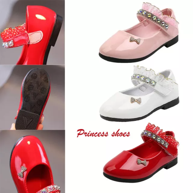 Baby Girls Princess Shoes Wedding Party Bridesmaid Kids Dress School Shoes Size