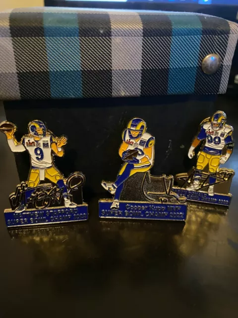 LA  Rams Matthew Stafford-Aaron Donald- Cooper Kupp-Champ Super Bowl Lapel Pins 2