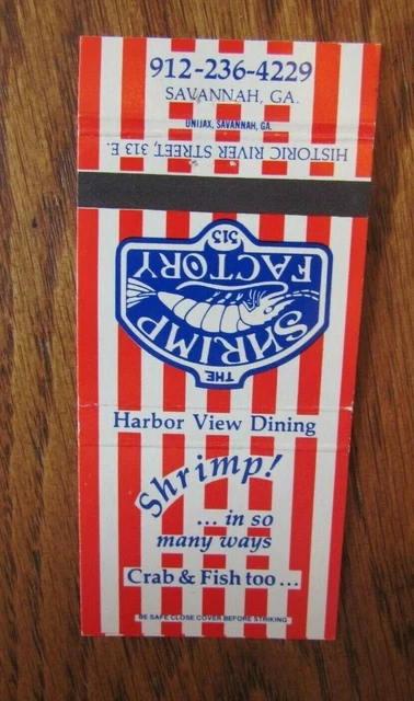Animal - Lobster Matchbook Matchcover: Shrimp Factory (Savannah, Georgia) -F1