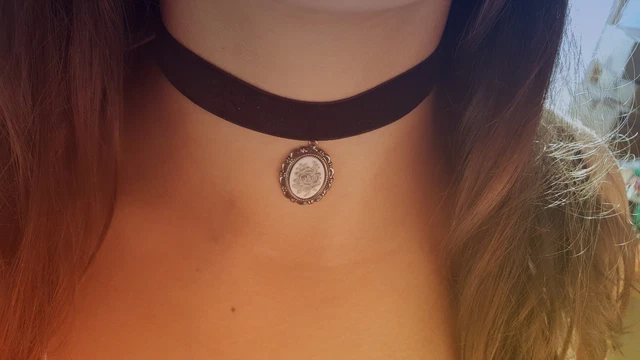 Bambini Dirndl Girocollo Collana Velluto Nero Ciondolo Cammee Wasen Oktoberfest