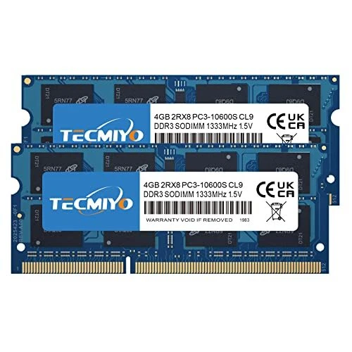 TECMIYO 8GB Kit 2x4GB DDR3 1333MHz 8Go PC3-10600S SODIMM Memory Upgrade Compa...