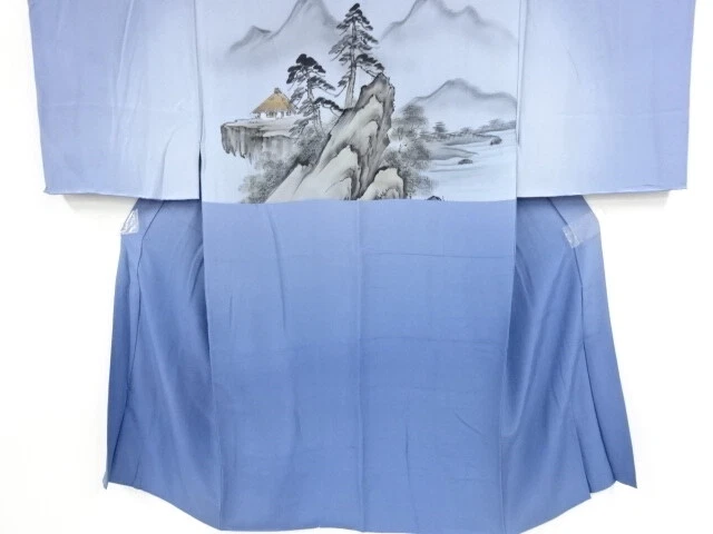 36044# Japanese Kimono / Antique Mens Juban / House & Scenery