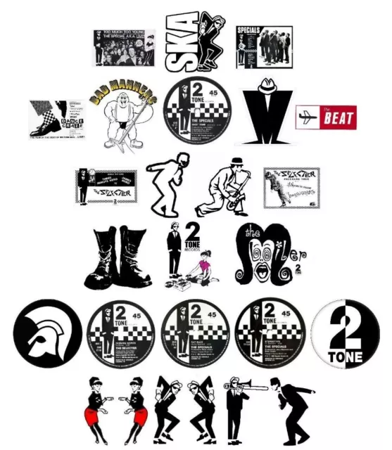 x26 Ska Shaped Vinyl Stickers skinhead laptop specials madness bad manners mods