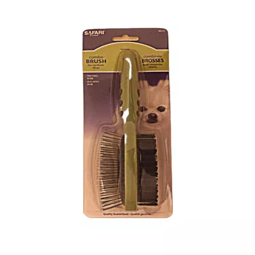 Coastal Pet Dog & Cat Grooming Plastic Pin & Bristle Combo Brush Medium Safari