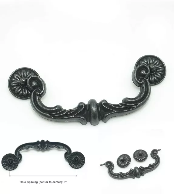 LBFEEL 4 Pack 6" Centers Large Drop Bail Dresser Pull Handle Swing Drawer Pulls