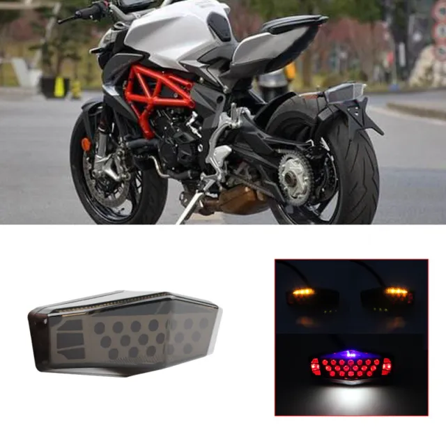1× Motorcycle Scooter LED Brake Stop Rear Tail Light Integrated Turn Signal Lamp