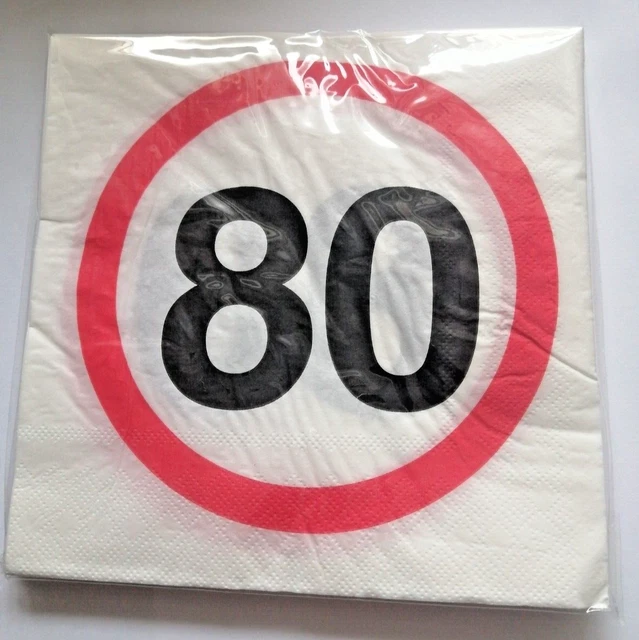 GEBURTSTAGSSERVIETTEN &VERKEHRSZEICHEN& ZUM 80. Geburtstag, 33x33cm