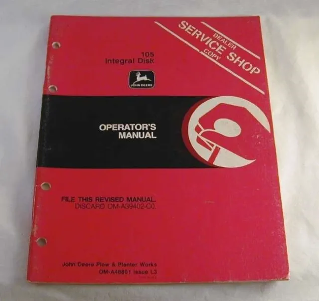 John Deere Operator Manual 105 Integral Disk Tractor