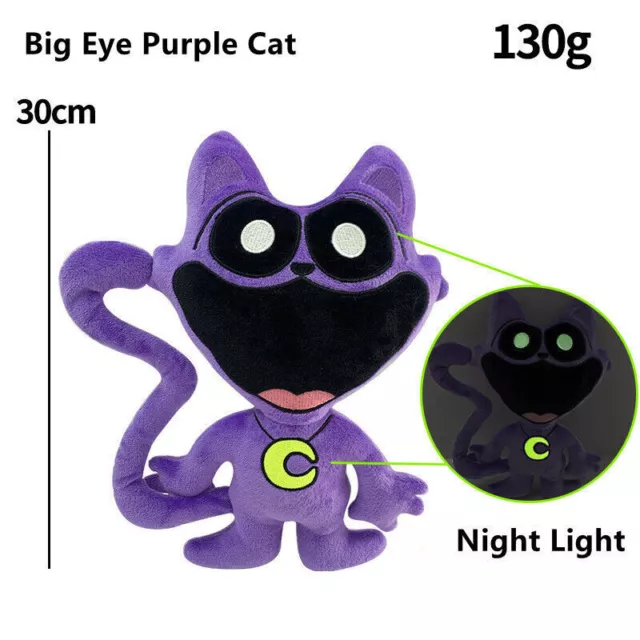 30cm Night Light Big Eye Purple Cat Plush Smiling Critters Plush Toy Kids Gift