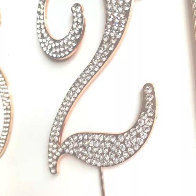 DIAMANTE NUMBERS EXTRA LARGE - ROSE GOLD Cake Topper BIRTHDAY Decoration SPARKLY 3