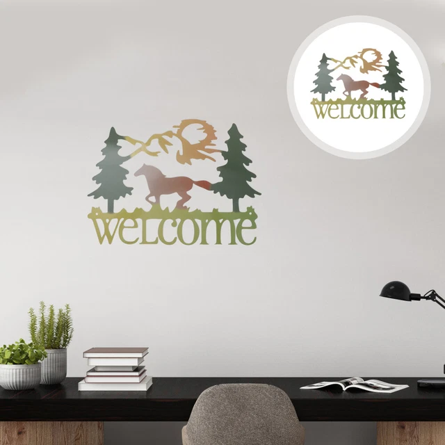 Welcome Front Door Sign Wrought Iron Wall Hanging Vintage Signs Rural