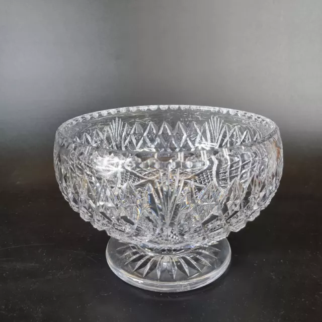 Vintage Large Tudor Crystal Glass Footed Pedestal Bowl 21cm Diameter