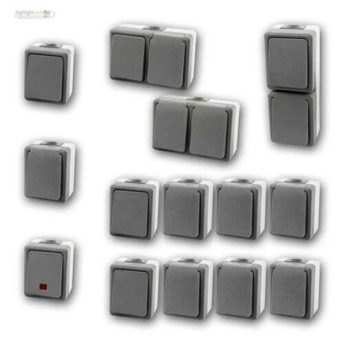 Zones Humides Commutateur de Programme " SECURE " IP44 Gris & Prises Pour