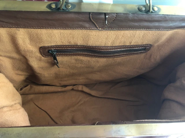 Alt Antike Arzttasche Hebammen Koffer Leder Vintage Handkoffer Architektentasche 6