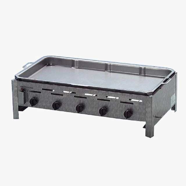 Gastrobräter 98 x 53 x 27 cm Gasgrill Edelstahl 5 flammig mit Pfanne wahlweise