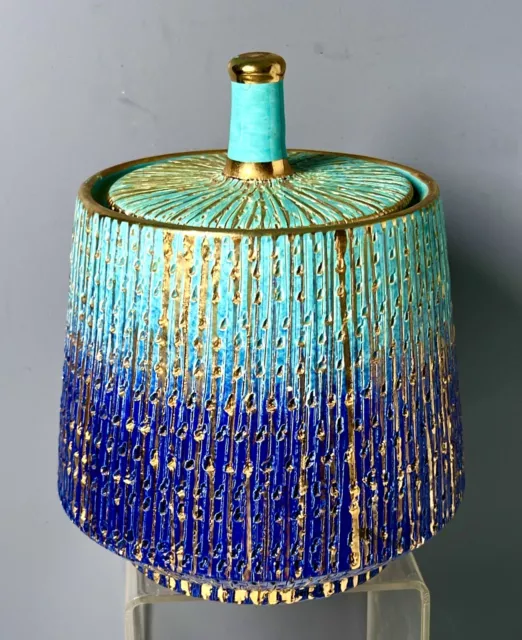 Fab Fantoni Style Vintage Mcm Covered Jar Gilt Ceramic.italy.pottery.italian