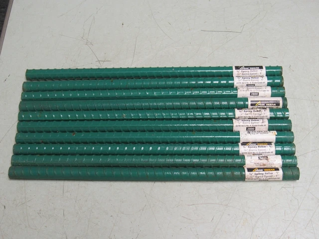 10 New Old Stock Peak Epoxy Rebar 1/2" x 1' ASTM A615 No. 4 Grade 60 2800 FRESHP