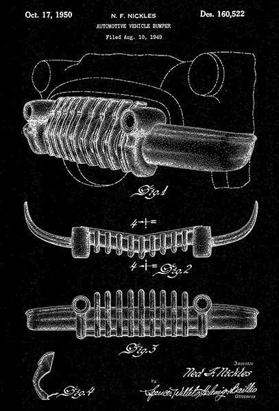 1950 - Automotive Vehicle Bumper - N. F. Nickles - Patent Art Magnet
