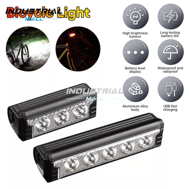 High Bright LED Bike Light USB Rechargeable Bicycle Headlight 5 Modes Waterproof