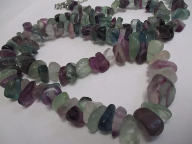 Vintage HEAVY LARGE 3/4  Purple AMETHYST & Green QUARTZ Gemstone Beaded Necklace