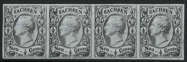 SACHSEN 1855 . 4xMiNr.8IIx . 1/2 Ngr . BPP BEFUND . ungebraucht mit Falz