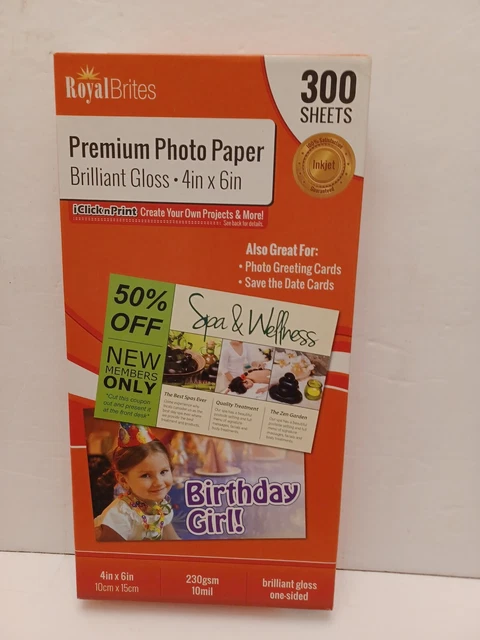 Premium Photo Paper Brilliant High Gloss, 4x6 Inches, 300/Pk ROYAL BRITES