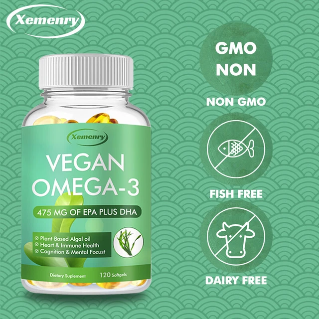 VEGAN OMEGA3 ALGAE Oil Capsules 475mg with EPA, DHA Bone and Joint