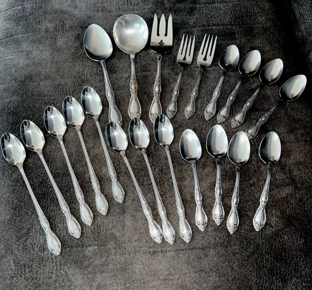 Oneida WM Rogers HUNTINGTON Stainless 21 Pieces Spoons Serving PC’s Ice Tea Spns