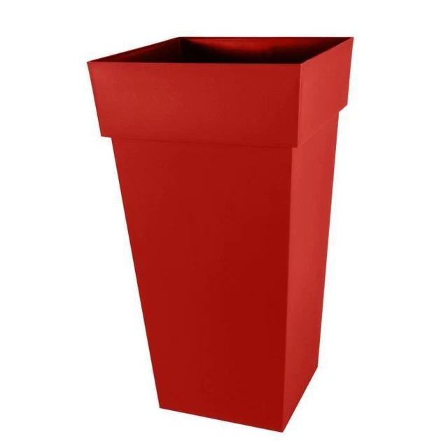 EDA Pot de fleurs XXL  Toscane  - Carré - 43.3 x 43.3 x H 80 cm - 98 L - Rouge