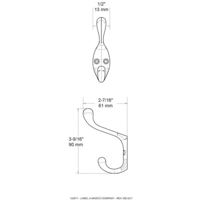 (10-pack)Liberty 3 in. Antique Brass Heavy Duty Coat and Hat Hook 2