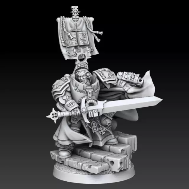 Silver Wardens' Sternest Brother Captain - Tabletop Miniature Proxy by DMG Minis