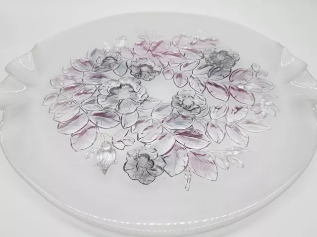 Mikasa Tamara Vintage Cake Plate, Original Walther Glass - Germany, Pink Flowers