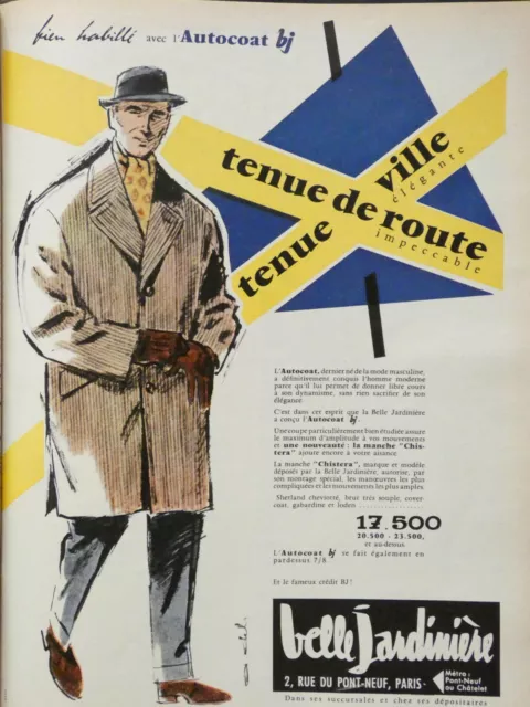 Publicité De Presse 1957 Bien Habillé Avec L'autocat Belle Jardinière