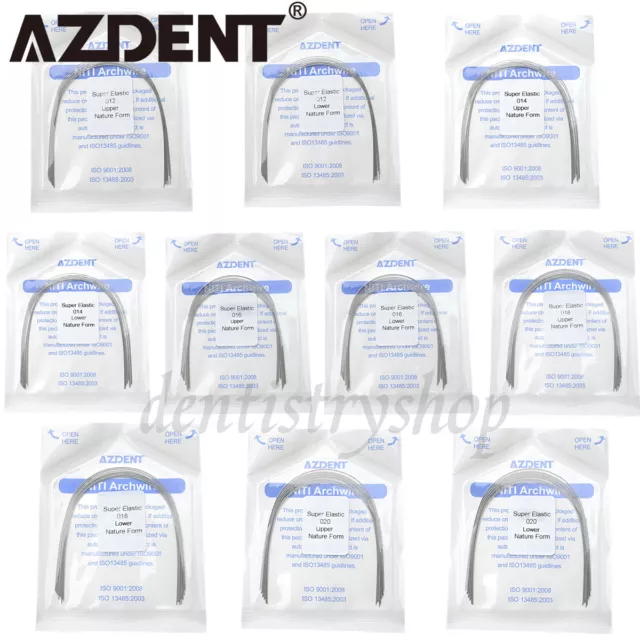 AZDENT Dental Ortho Super Elastic Niti Round Arch Wire Nature Form 10 Sizes