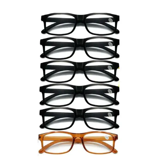 6 Pairs Mens Ladies Wayfarer Frame Magnifying Reading Glasses Nerd Spectac  1.5