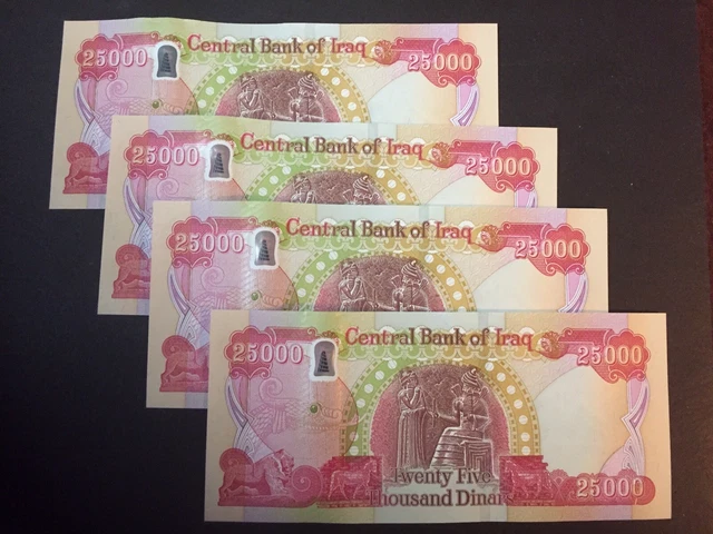 100000 iraqi dinar Uncirculated 2020IQD 4 x 25k Fast Free USPS Tracking Included