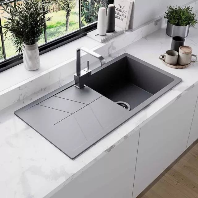Astini Livio XL 1.0 Bowl Granite Grey Reversible Kitchen Sink & Waste