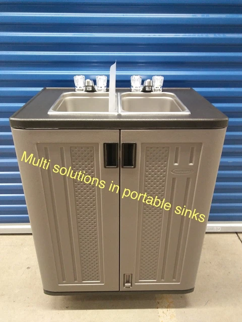 Portable doble sink mobile Handwash Self contained hot and cold  water 110V