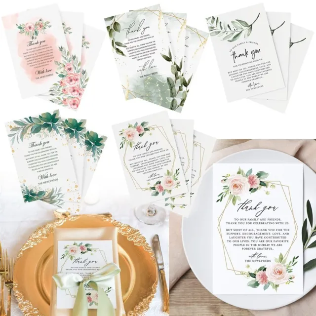 tarjetas pétalos boda gratitud etiquetas mesa comedor decoraciones
