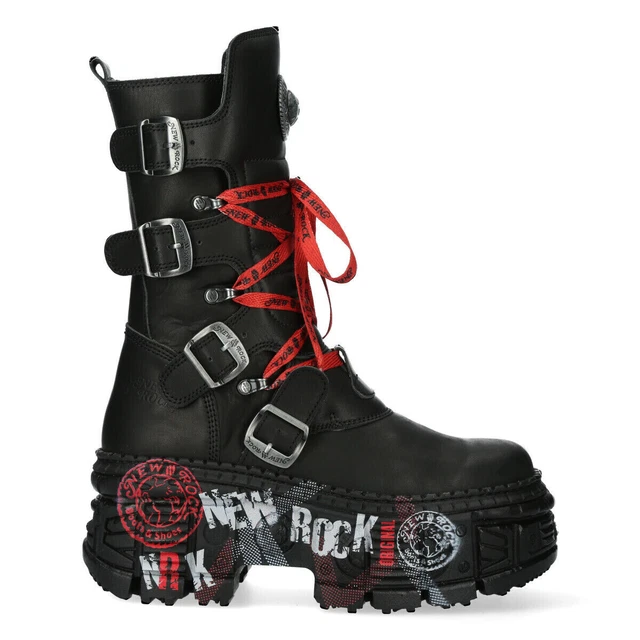 Stivaletti New Rock 106 S1 Neri Metallizzati - Stile Gotico Punk, Plateau 10cm, Pelle, Unisex - Foto 4