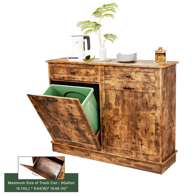 DOUBLE TILT OUT Kitchen Trash Bin Storage Freestanding Trash