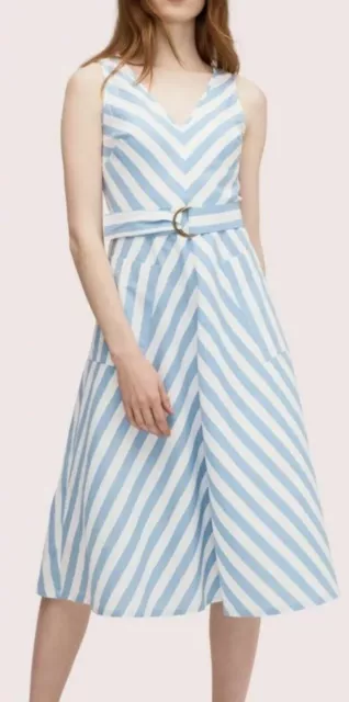 Kate Spade New York BLUE Women's Deck Stripe Midi Dress, US 6