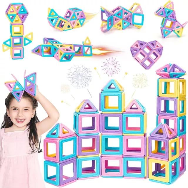 42Piece Kids Magnetic Blocks Building Toys For Boy Girls Magnet Mini Tiles Kit